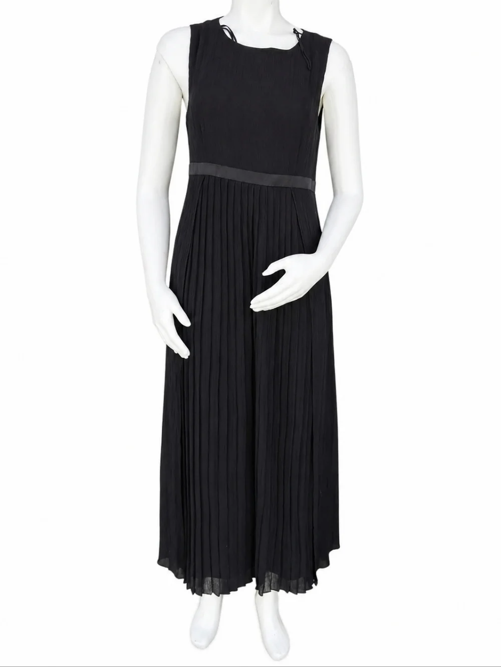 Vintage Liz Claiborne Black Pleated Dress Sleeveless Midi Cocktail Dress 10